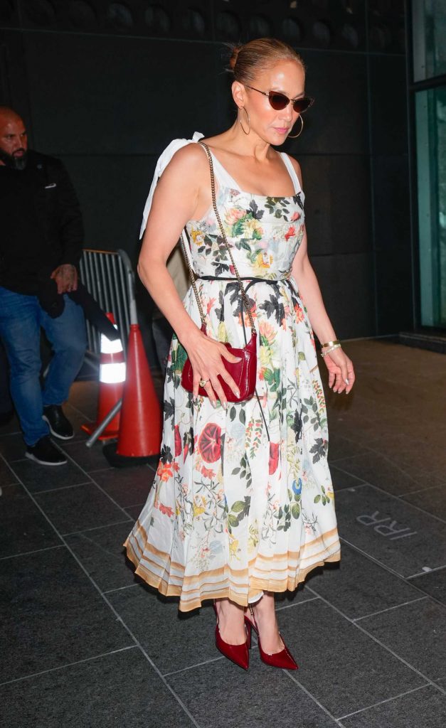 Jennifer Lopez in a White Floral Dress