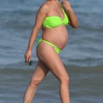 Jorgie Porter in a Neon Green Bikini on the Beach in Spain