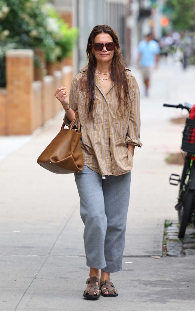 Katie Holmes in a Striped Shirt