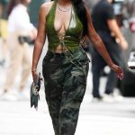 La La Anthony in a Camo Pants Heads at Lure Fishbar in Soho in New York