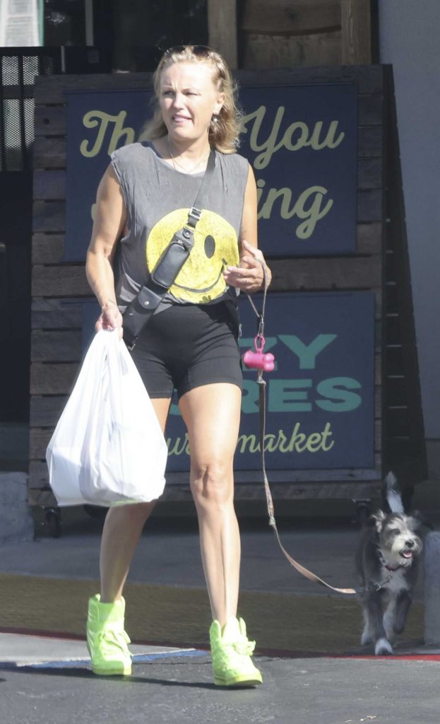 Malin Akerman in a Black Spandex Shorts