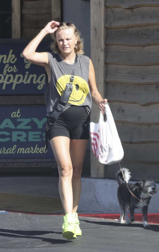 Malin Akerman in a Black Spandex Shorts