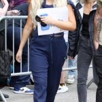 Megan Moroney in a White Sneakers Arrives at Good Morning America in New York