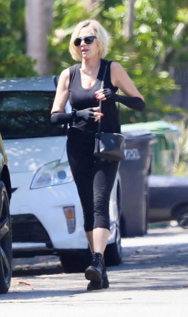 Melanie Griffith in a Black Workout Ensemble