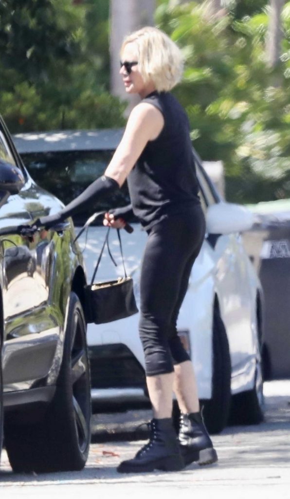 Melanie Griffith in a Black Workout Ensemble