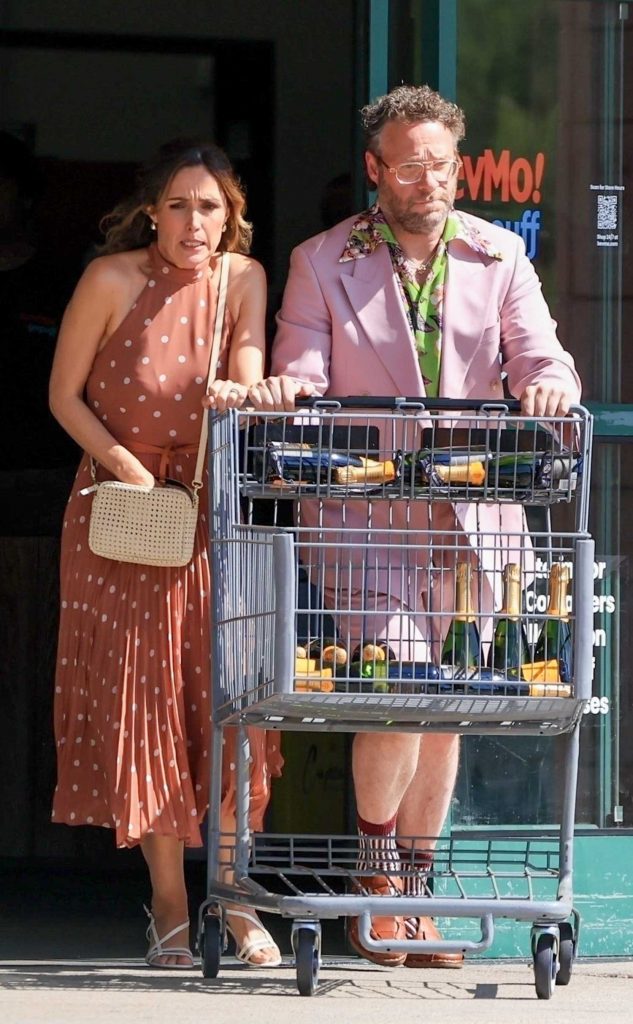 Rose Byrne in a Tan Polka Dot Dress