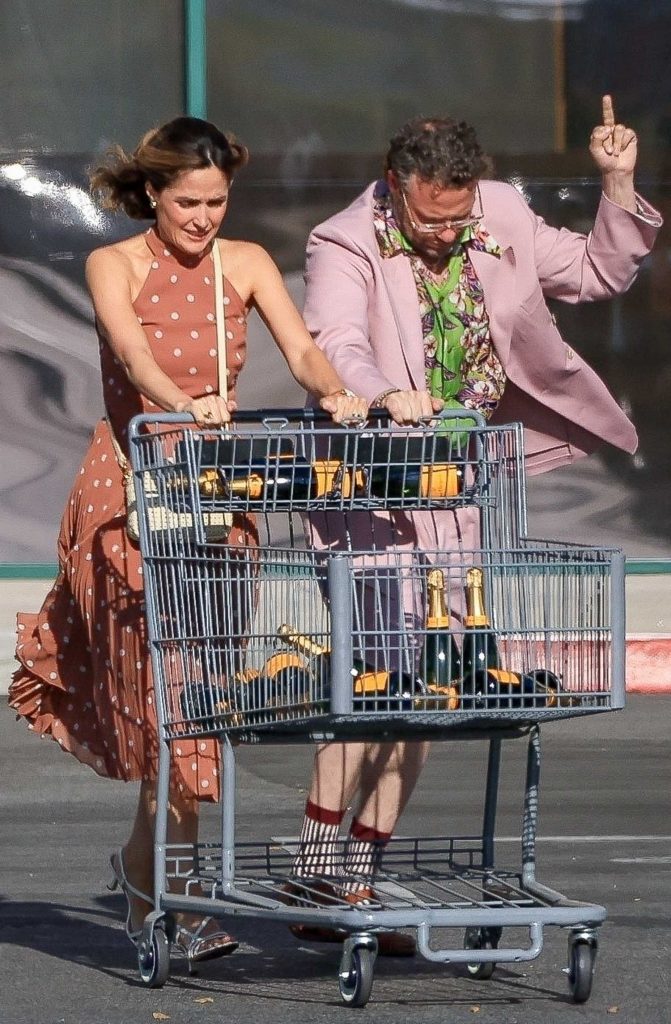 Rose Byrne in a Tan Polka Dot Dress