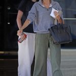 Tish Cyrus in an Olive Pants Spents the Afternoon with Noah Cyrus in Encino