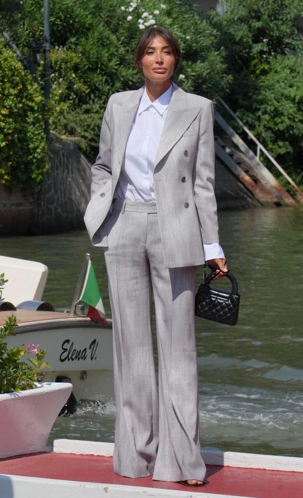 Giorgia Venturini in a Grey Pantsuit