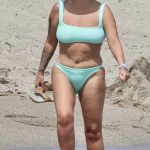 Kerry Katona in a Turquoise Bikini on the Beach in Marbella 08/30/2024