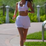 Sofia Resing in a White Top Was Seen Going on a Morning Jog on the Boardwalk in Miami