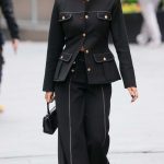 Ashley Roberts in a Black Pantsuit Leaves the Heart Radio in London