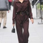 Ashley Roberts in a Burgundy Pantsuit Was Seen Out in London