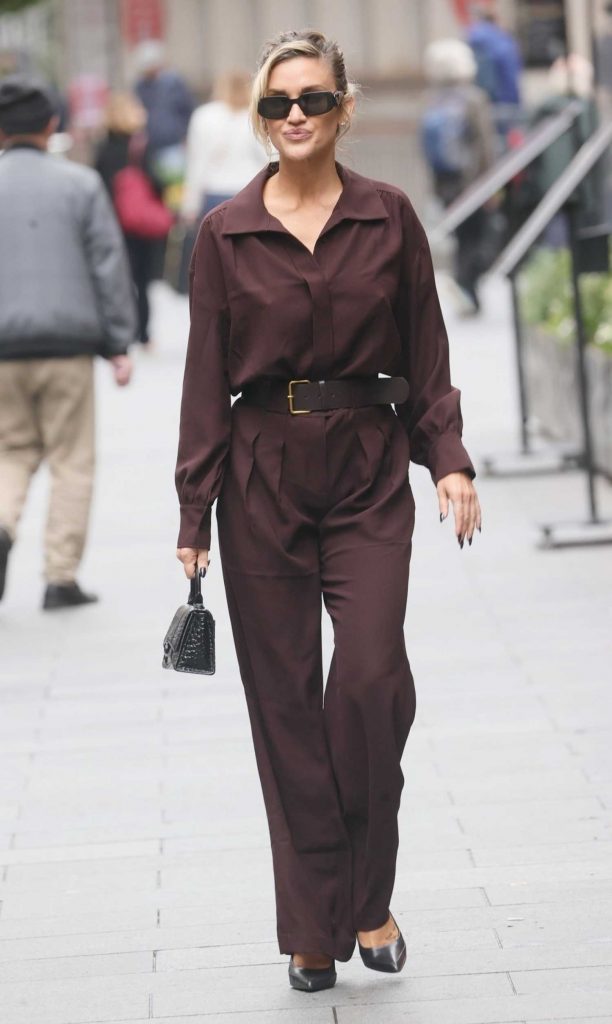 Ashley Roberts in a Burgundy Pantsuit