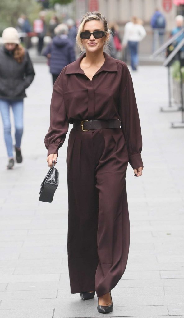 Ashley Roberts in a Burgundy Pantsuit