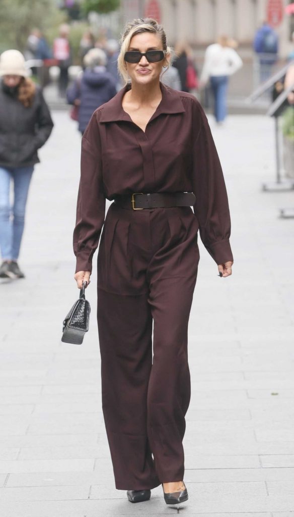 Ashley Roberts in a Burgundy Pantsuit