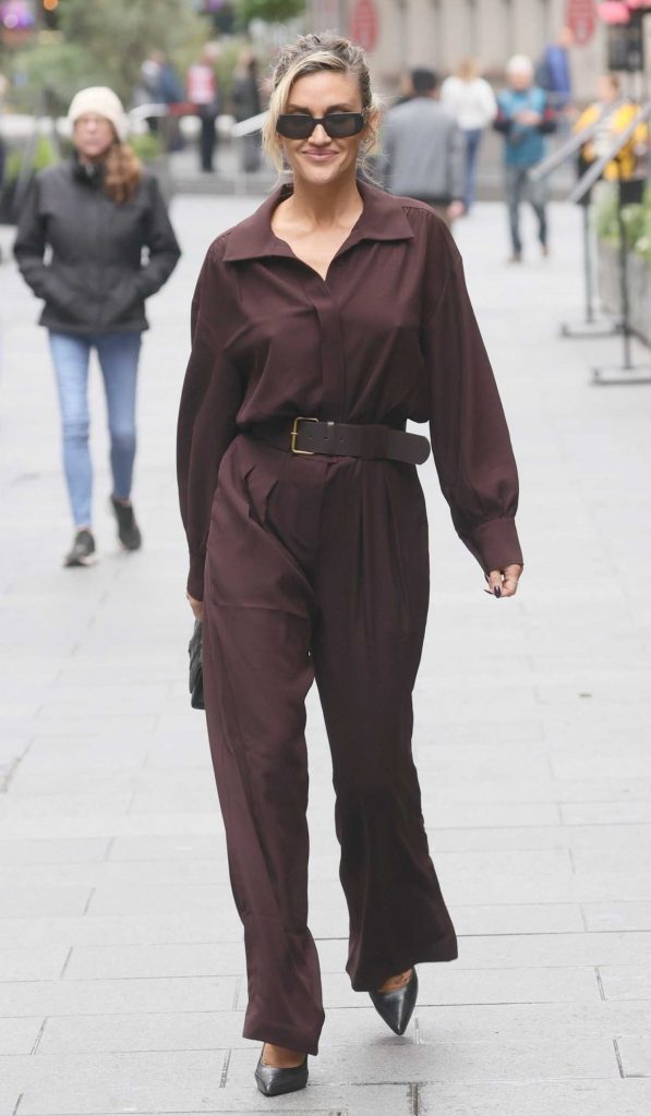 Ashley Roberts in a Burgundy Pantsuit