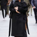 Emily Atack in a Black Coat Arrives at the Heart Radio Studio in London