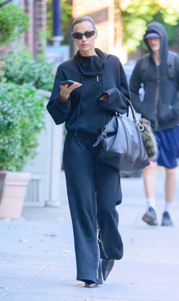 Irina Shayk in a Black Sweatsuit