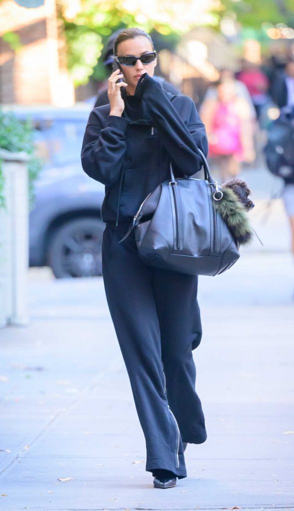 Irina Shayk in a Black Sweatsuit