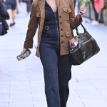 Jenni Falconer in a Tan Blazer Leaves the Global Studios in London