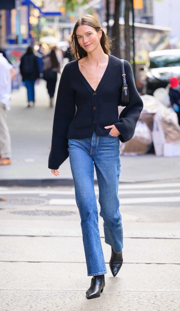 Karlie Kloss in a Black Cardigan