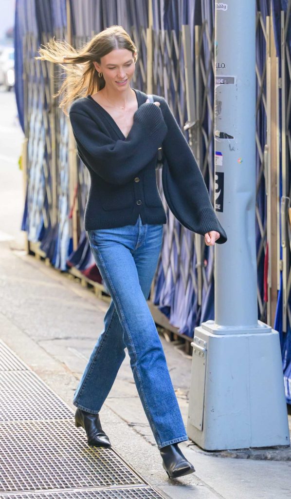 Karlie Kloss in a Black Cardigan