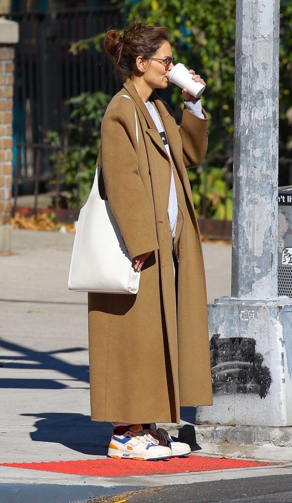 Katie Holmes in a Caramel Coloured Coat