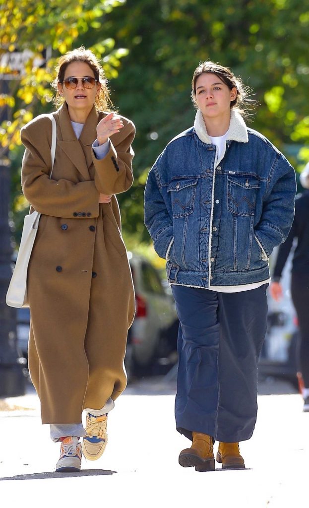 Katie Holmes in a Caramel Coloured Coat