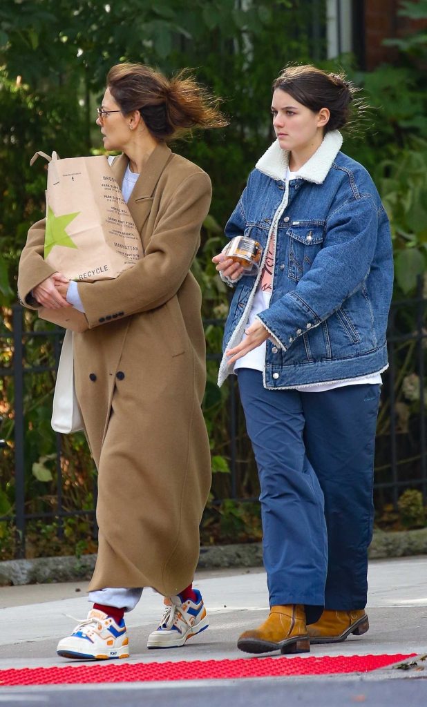 Katie Holmes in a Caramel Coloured Coat