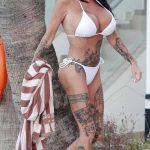 Katie Price in a White Bikini by the Pool Out in Cyprus