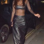 Maya Jama in a Black See-Through Blouse Steps Out for an Evening at a Restaurant in Marylebone in London