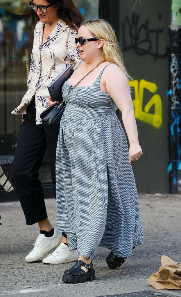 Nicola Coughlan in a Grey Plaid Dress