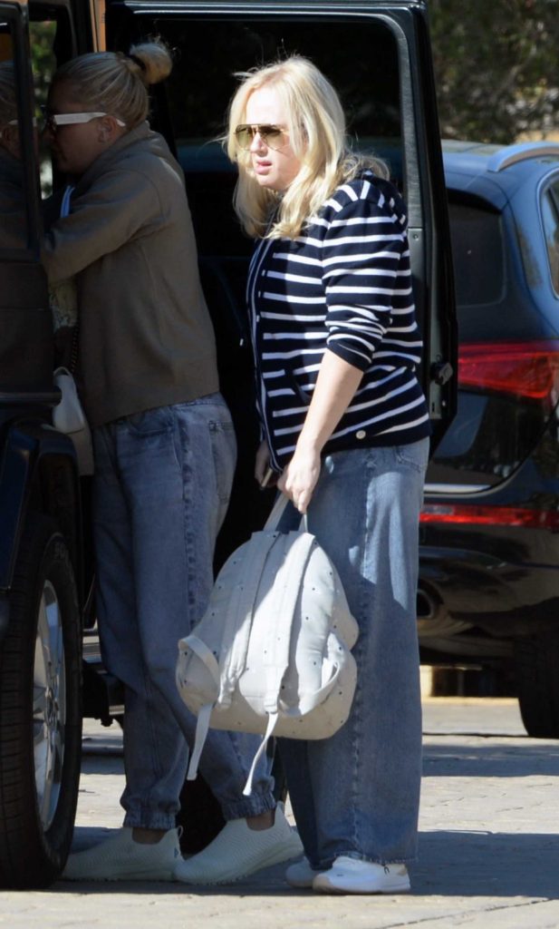 Rebel Wilson in a Striped Sweatshirt