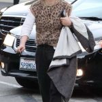 Sara Gilbert in an Animal Print Vest Arrives to the Joni Mitchell Concert in Hollywood