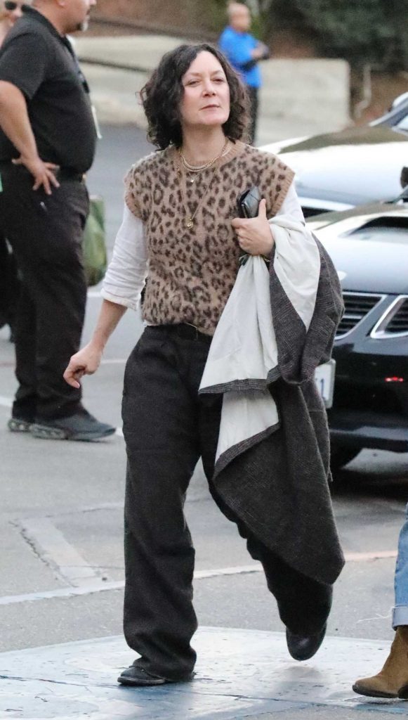 Sara Gilbert in an Animal Print Vest