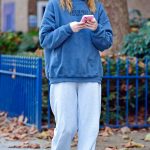 Sophie Turner in a Blue Sneakers Was Seen Out in London