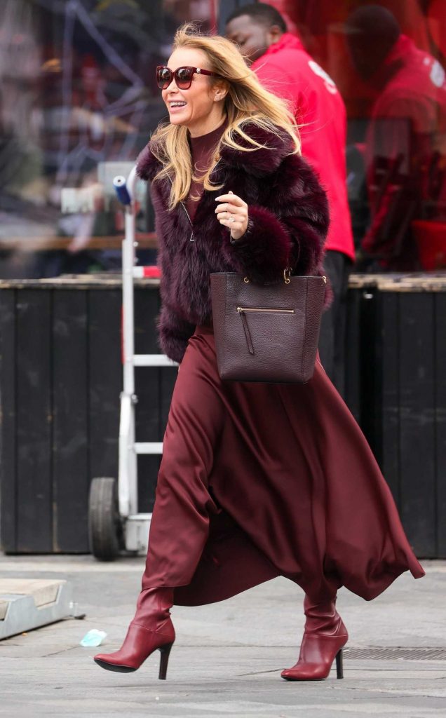 Amanda Holden in a Burgundy Ensemble