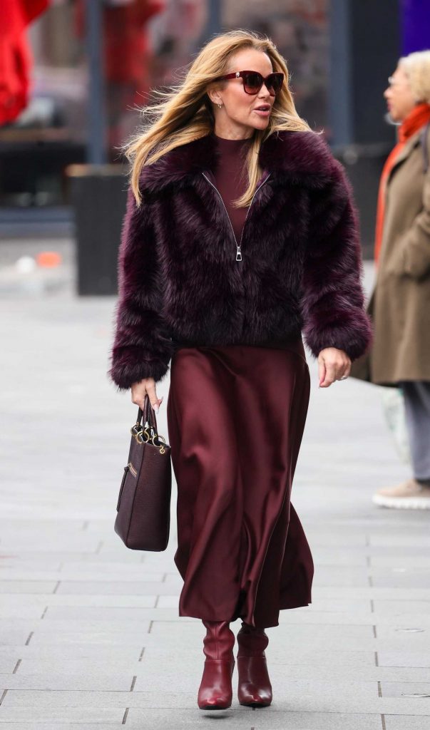 Amanda Holden in a Burgundy Ensemble