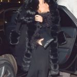 Bre Tiesi in a Black Fur Coat Visits Sheesh Mayfair on Her First Trip to the UK in London