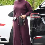 Kelly Rowland in a Purple Ensemble Heads to a Salon in Los Angeles