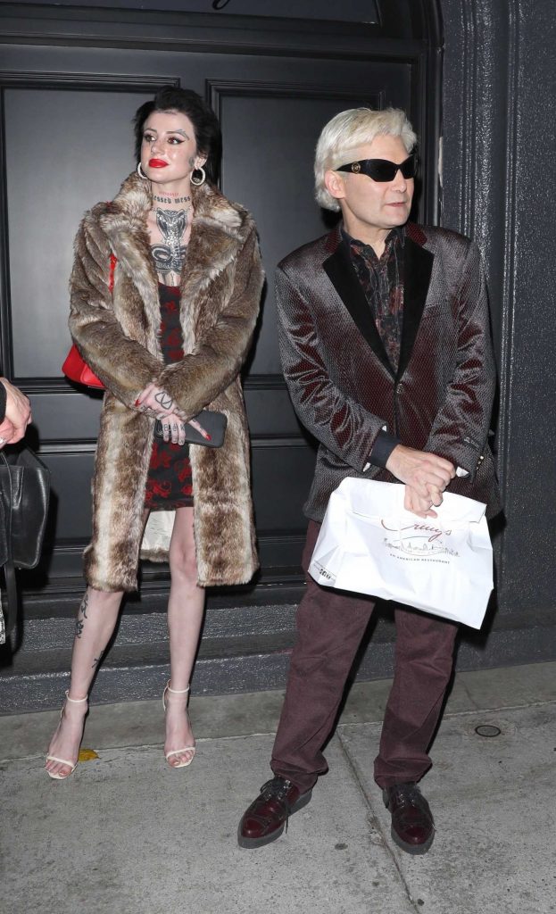 Adrien Skye in a Beige Fur Coat