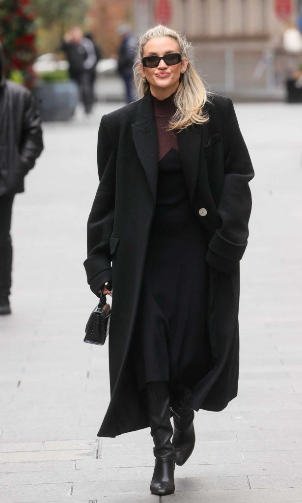 Ashley Roberts in a Black Coat