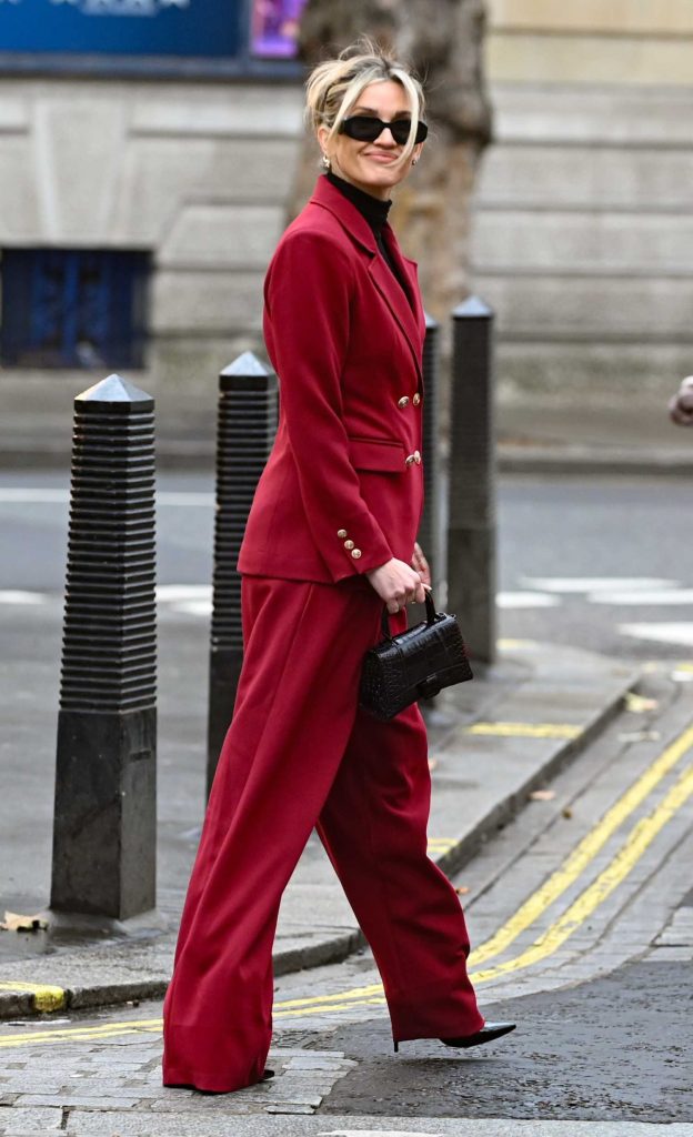 Ashley Roberts in a Red Pantsuit