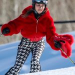 Chantel Jeffries in a Red Jacket Hits the Slopes in Aspen