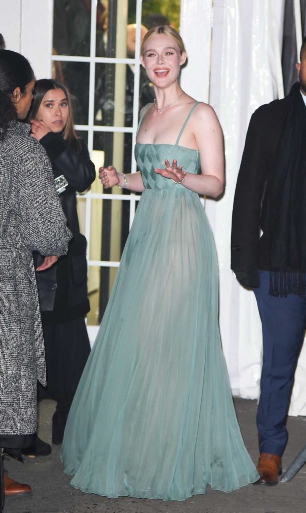 Elle Fanning in a Green Dress