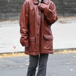 Emily Ratajkowski in a Tan Leather Jacket Was Seen Out in New York