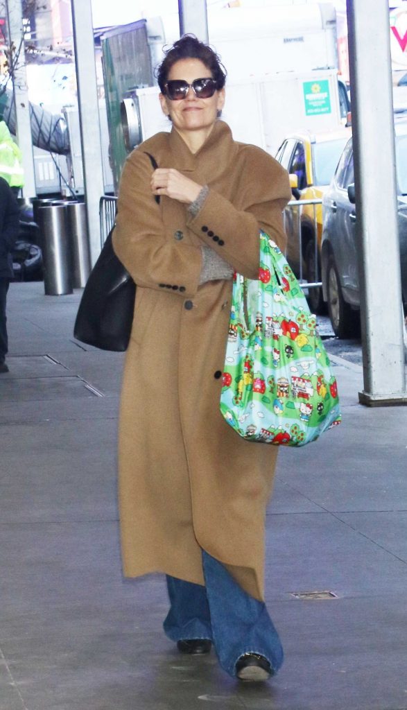 Katie Holmes in a Caramel Coloured Coat