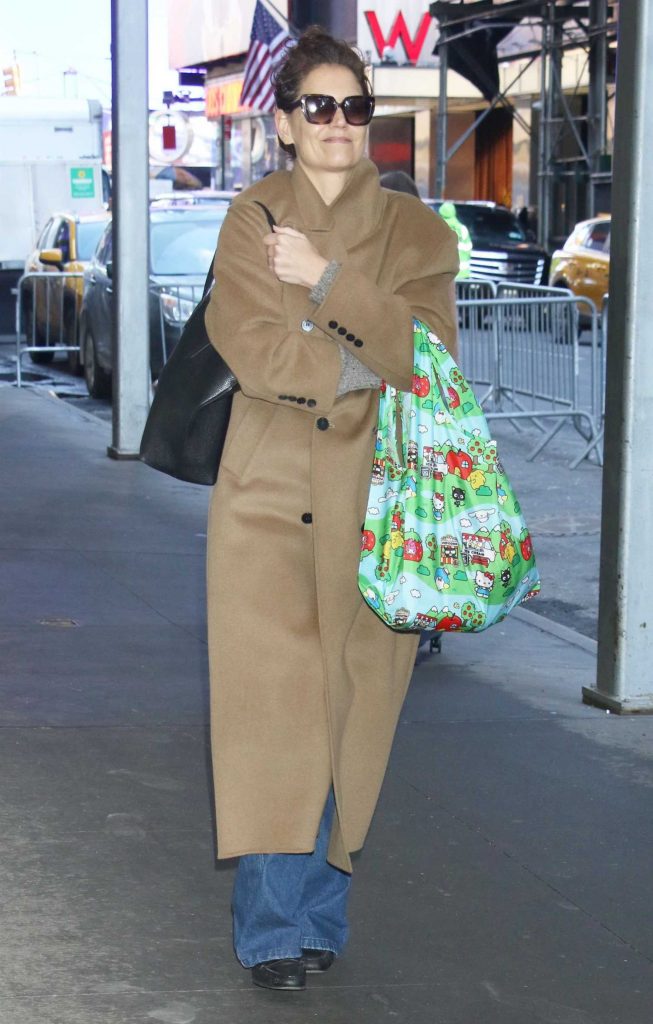 Katie Holmes in a Caramel Coloured Coat