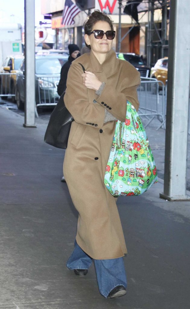 Katie Holmes in a Caramel Coloured Coat